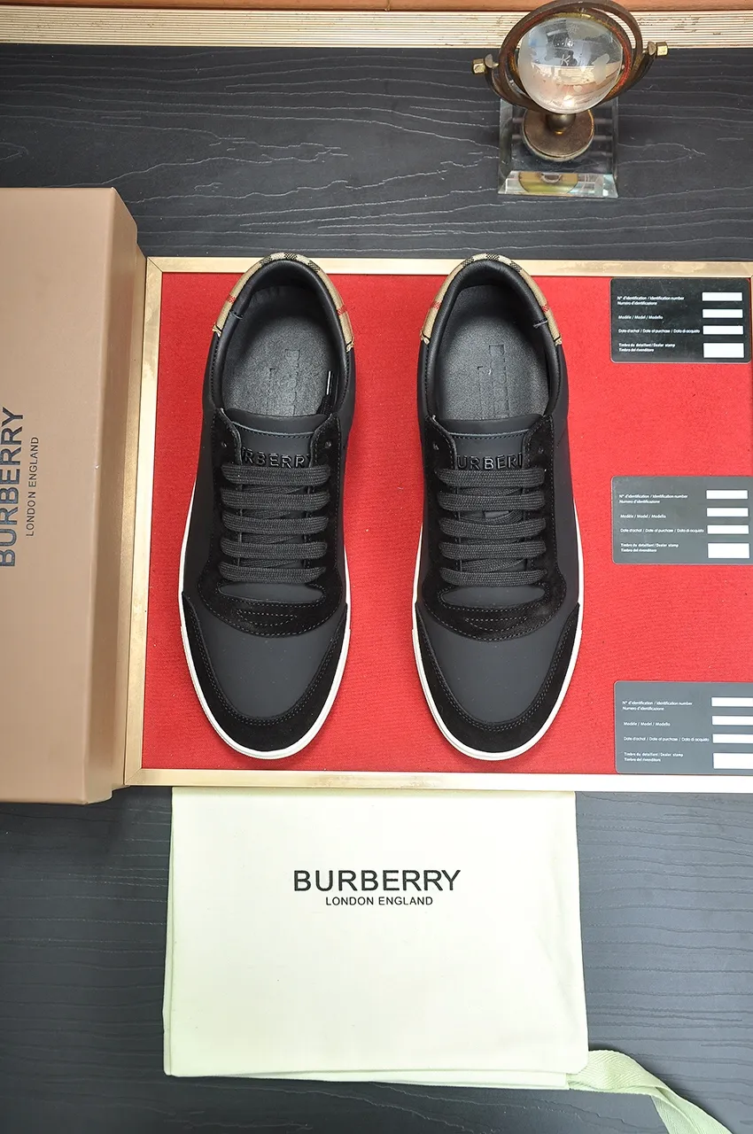 Men's shoes💰480💶[Burberry] (cowhide lining) classic low-top sneakers｜Imported cowhide with classic plaid fabric｜Cow leather lining｜Original outsole｜Fine workmanship and comfortable to wear Size: 38-44 (customized at 45)